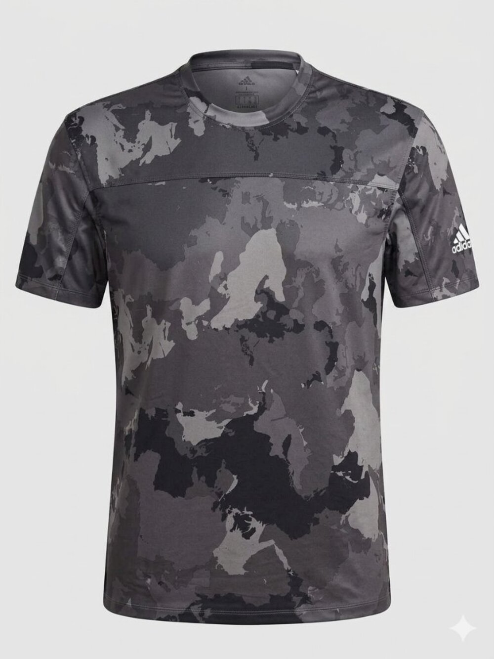 Adidas Mens Lg AEROREADY Performance Fit Gray Camo Training T-Shirt Activewear